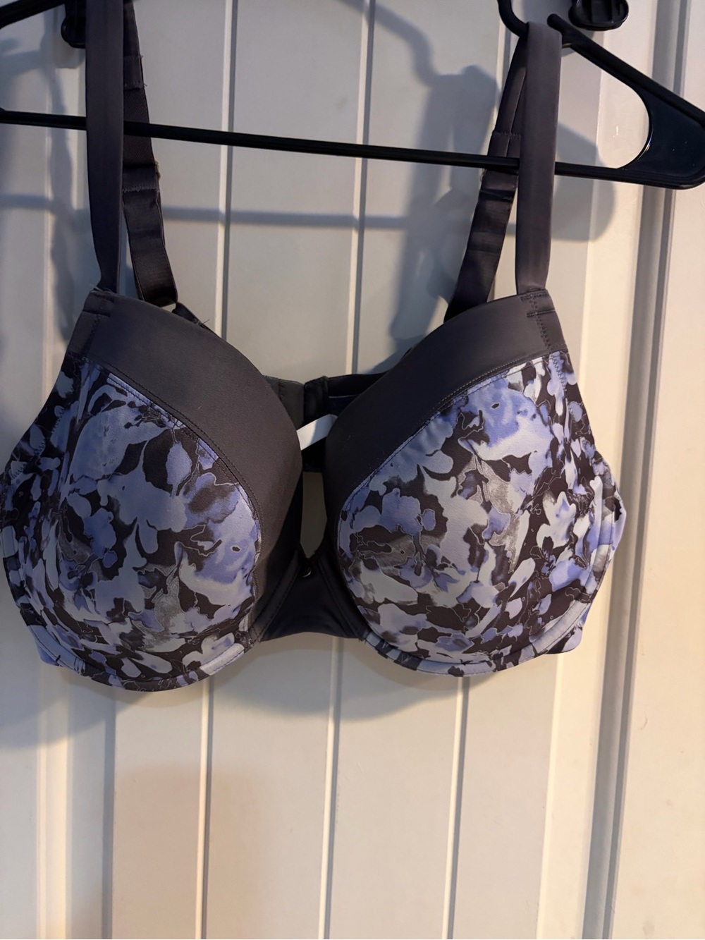 Le Mystere Gray and Lavender Floral Underwire T-Shirt Bra